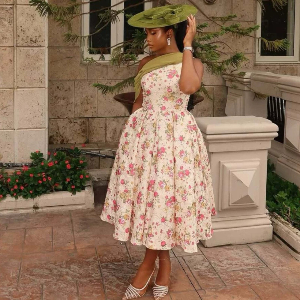 ZARA Sexy Off Shoulder Floral Print Elegant African Flared Maxi Dress Summer